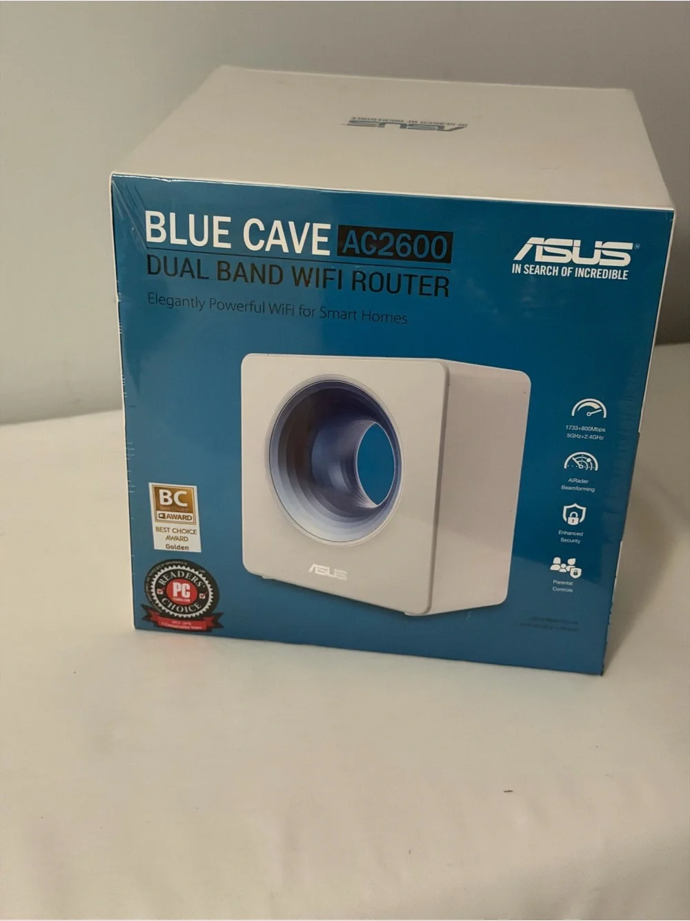 ASUS Blue Cave Dual-Band WiFi Router - White with Blue Accent